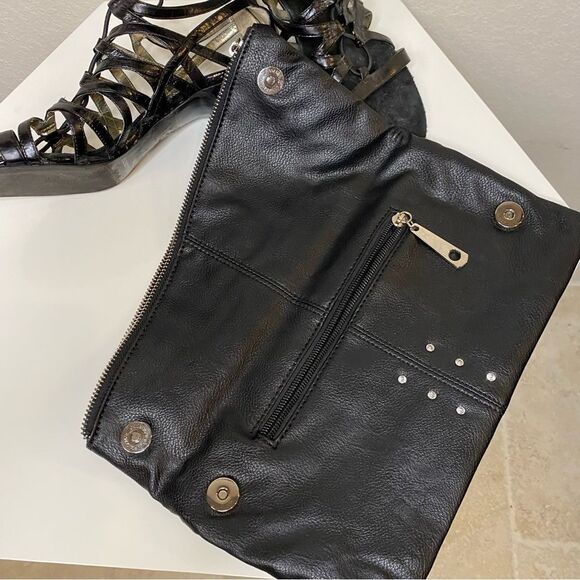 Black Rhinestone Fold Over Clutch - Picture 4 of 5